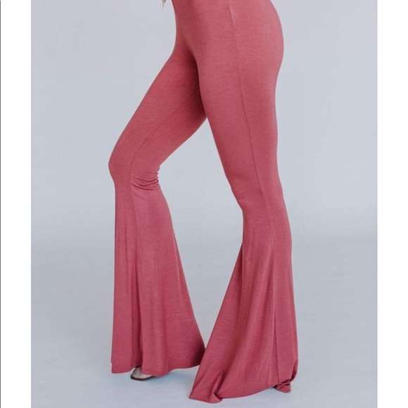 Cher Solid Flare Pants Pale Brick Bellbottoms S - Picture 3 of 11